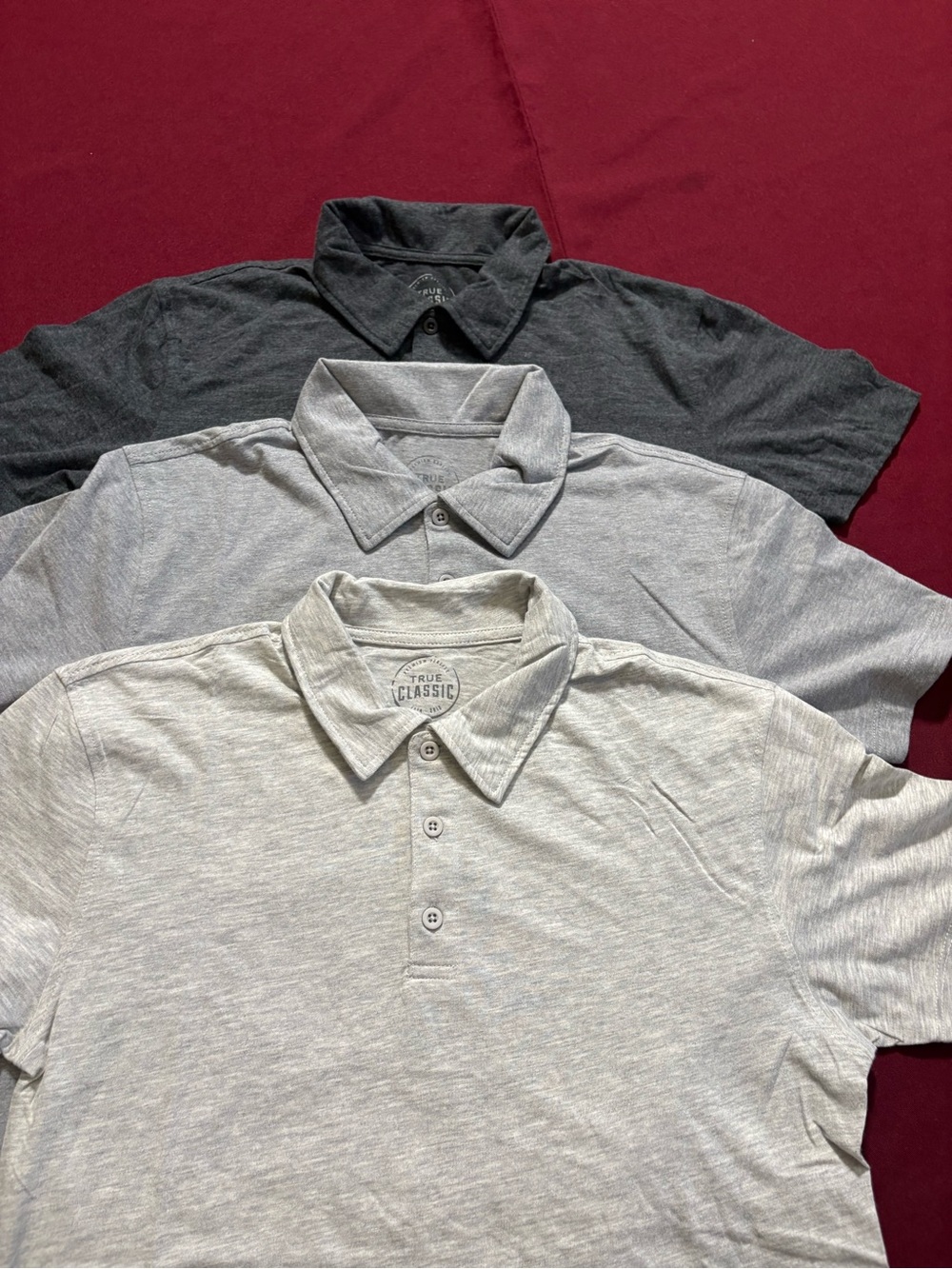 True Classic Polo Shirt - Light Gray, Gray, Charcoal - 3-Pack size Small